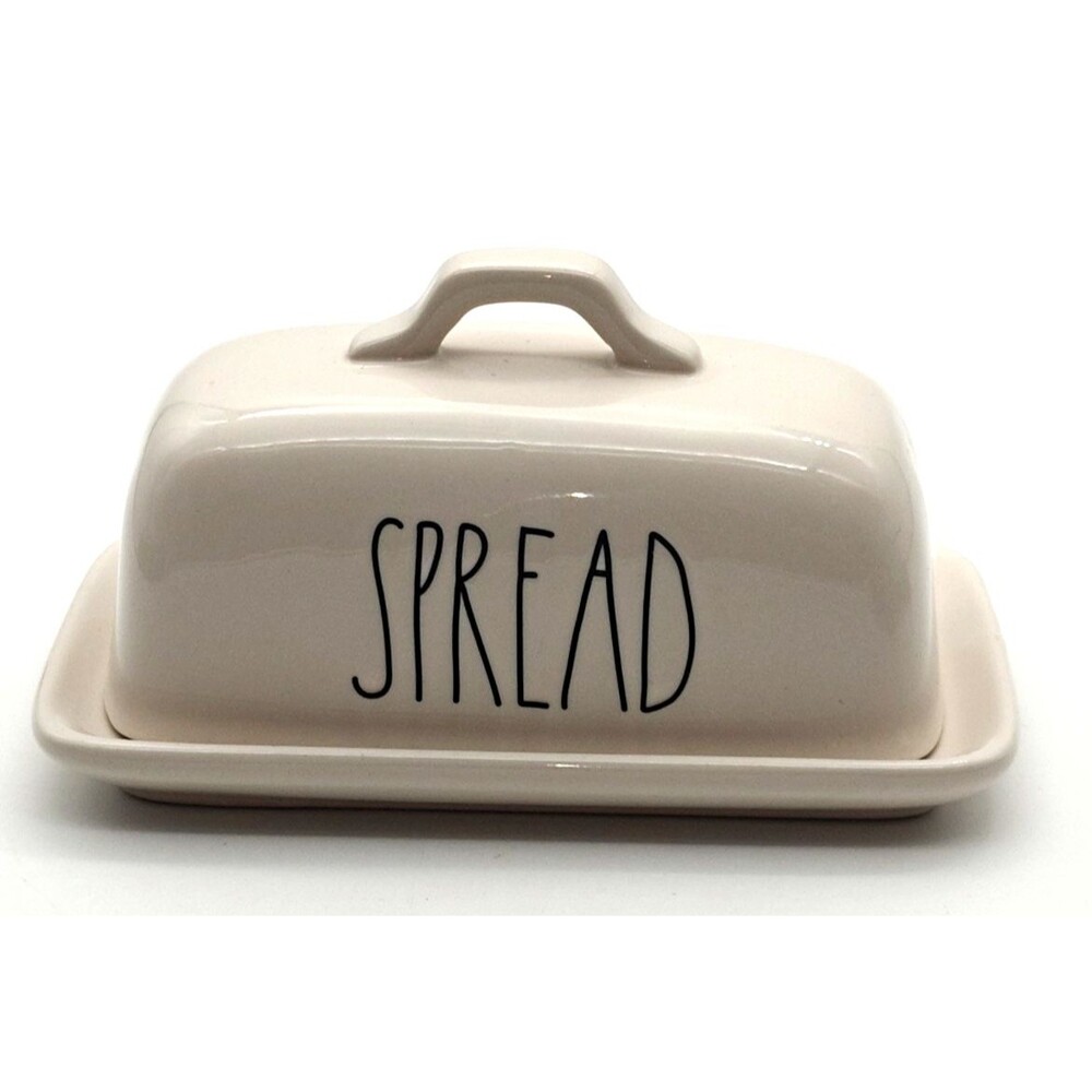2017 Rae Dunn by Magenta 2 pc Ceramic Butter Dish/Keeper & Lid SPREAD